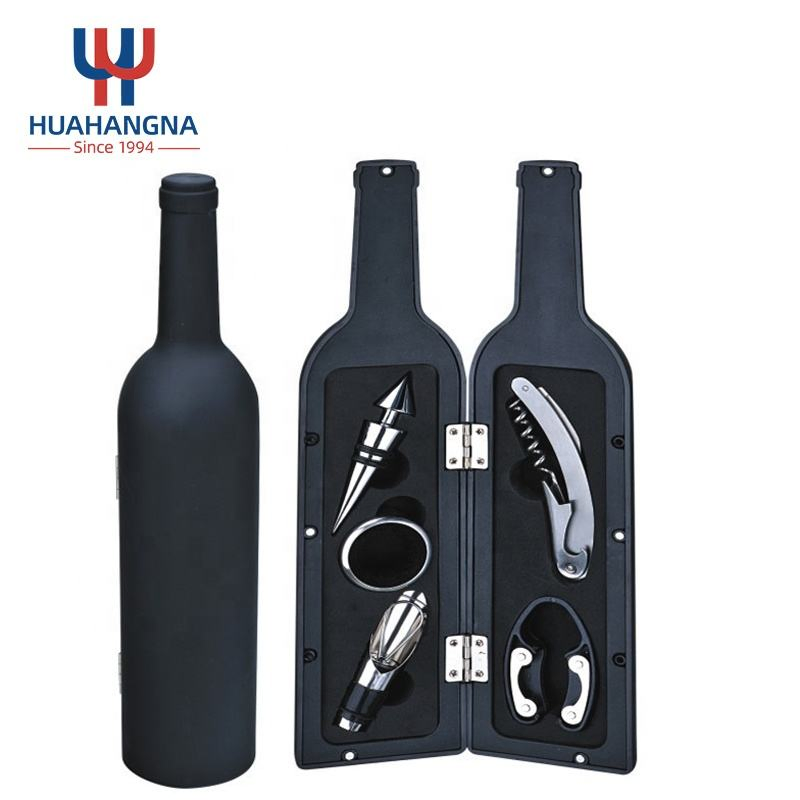 Custom Logo 5 Pieces Silver Color Corkscrew Set Wine Accessories Gift Set Wine Opener Wine Stopper Set