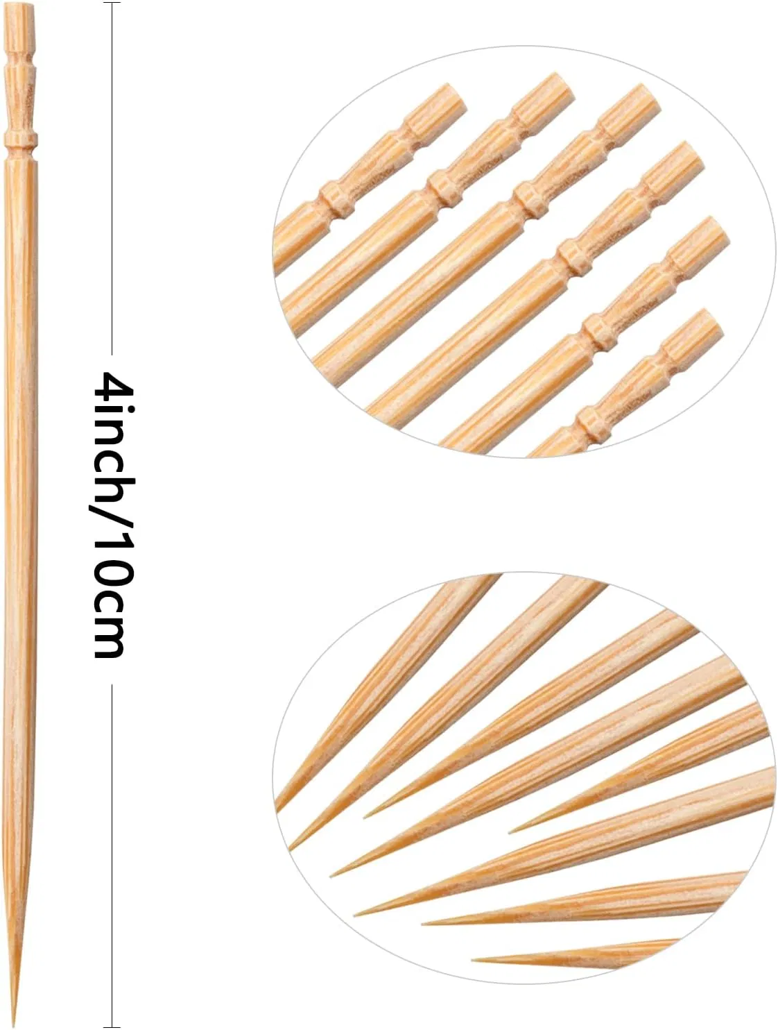 Double-Pointed Wooden Toothpicks That Meet The Needs of Appetizers, Olives, Barbecues, Fruits, Cocktails and Assist in Teeth Cleaning