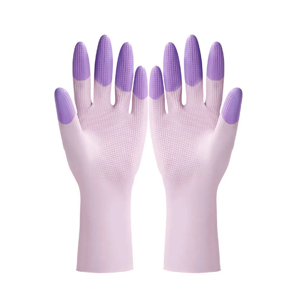 2pairs Laundry Waterproof Oil Resistant Household Kitchen Dishwashing Durable Latex Gloves