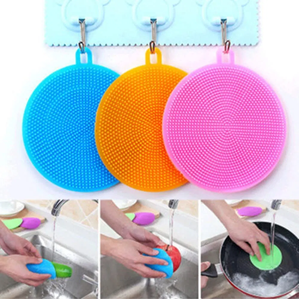 Kitchen Silicone Sponge Dish Brush Double Sided Cleaning Sponges