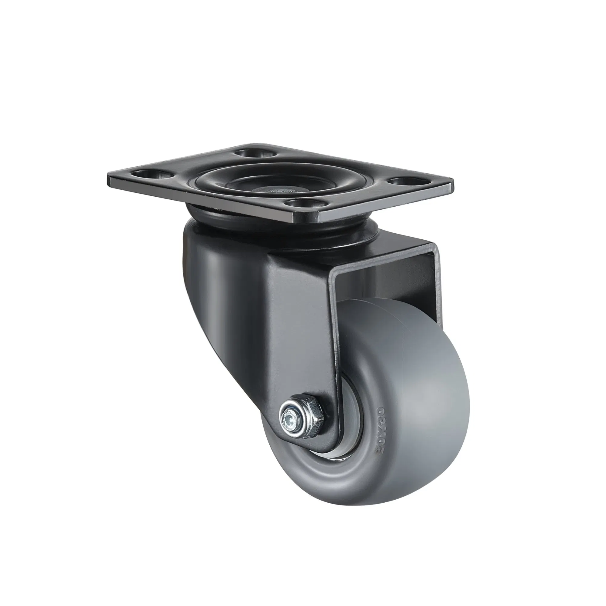 Gray Rubber Silent Casters for Office Chairs, Light Carts & Furniture - 40mm/50mm Elastic Wheels, Swivel/Fixed/Brake Types