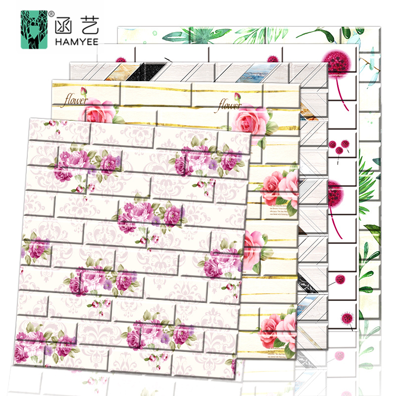 Modern Floral Home Adhesive Wall Paper Wall Coating PE Foam Wallpaper 3D Wall Sticker Home Decoration