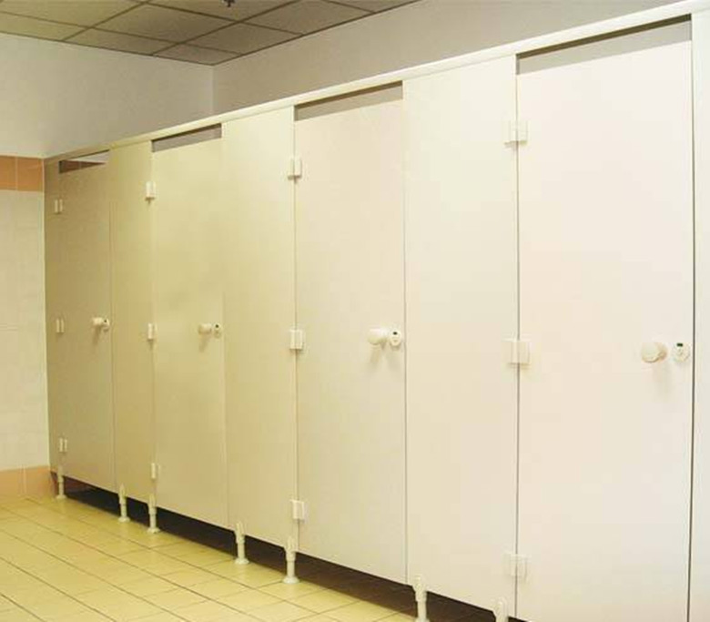 White and Black Compact Laminate Cubicle Toilet Partition