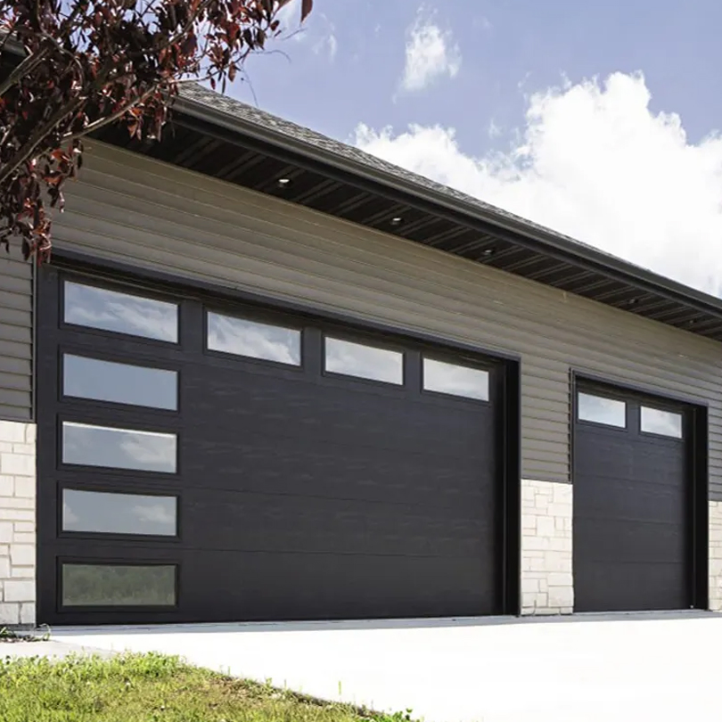 China Factory Custom Remote Control Automatic Garage Door Modern Design Black Color Aluminum Garage Doors