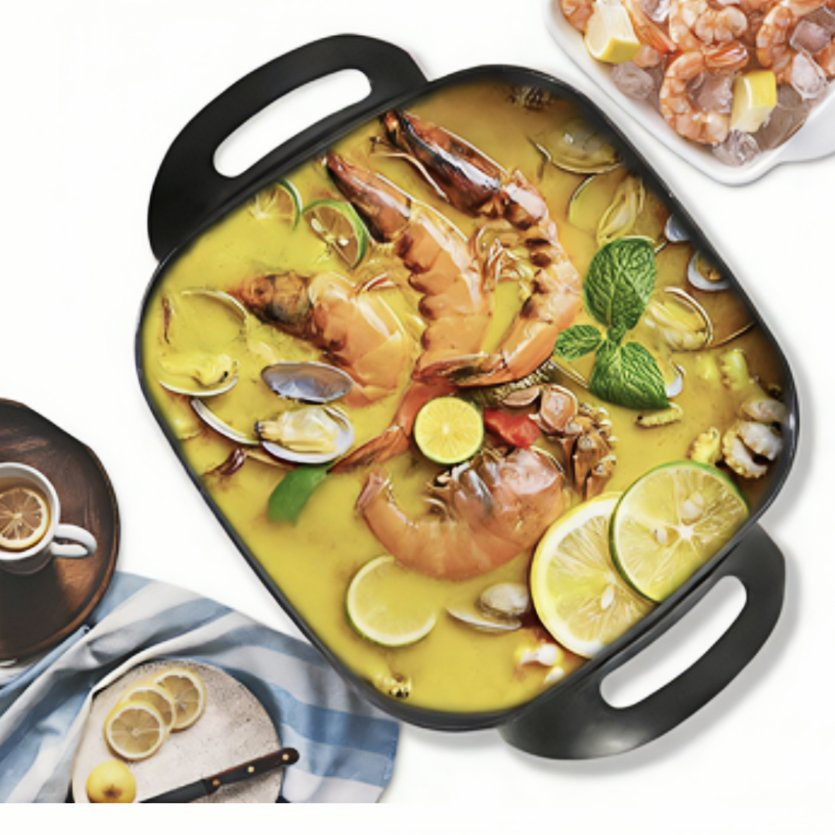 Multifunctional Electric Hot Pot Aluminum Alloy Liner Grilling and Frying