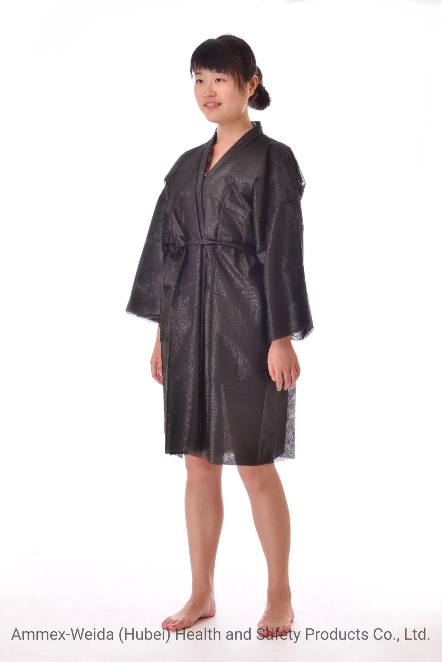 Light Weight Soft Non-Woven Clothing for Beauty Salon/Disposable Use Non-Woven Kimono
