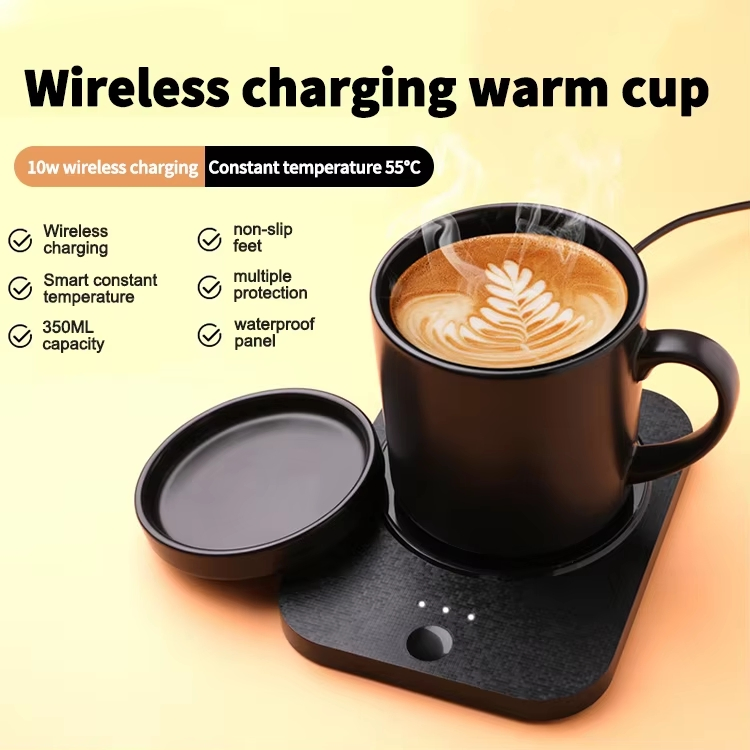 Wholesale 55 Degree Smart Temporature Control Electric Ceramic Coffee Mug Heater Cup Set with Wireless Mobile Phone Charger