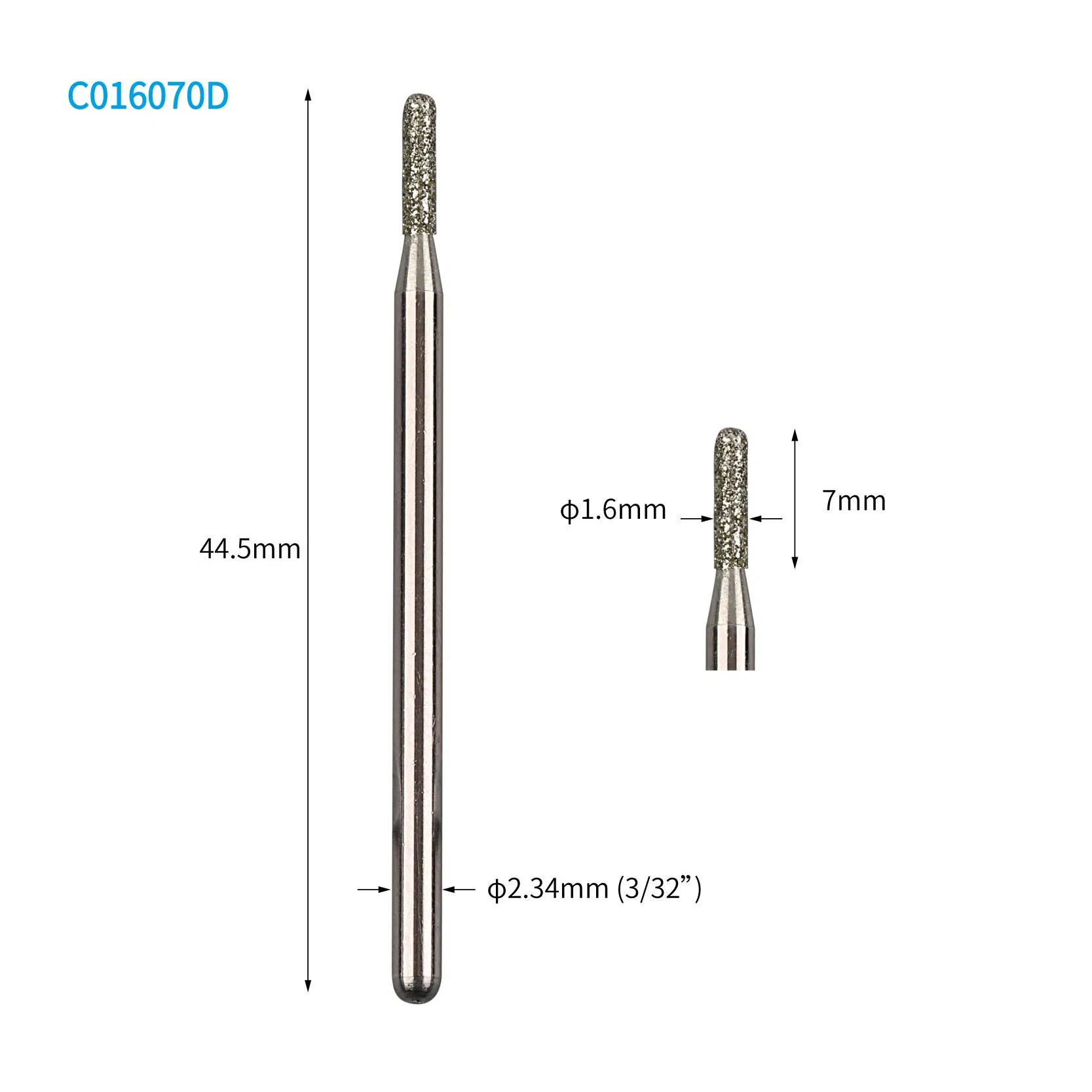 Cylinder Ball Top Manicure Pedicure Diamond Nail Drill Bit