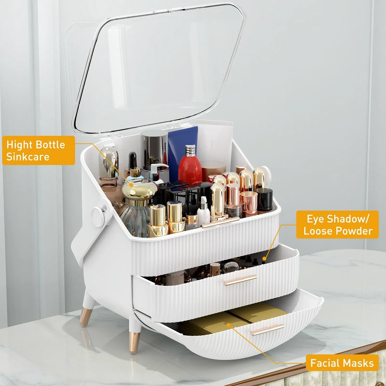 Makeup Organizer Countertop and Storage for Bathroom Vanity Portable Travel