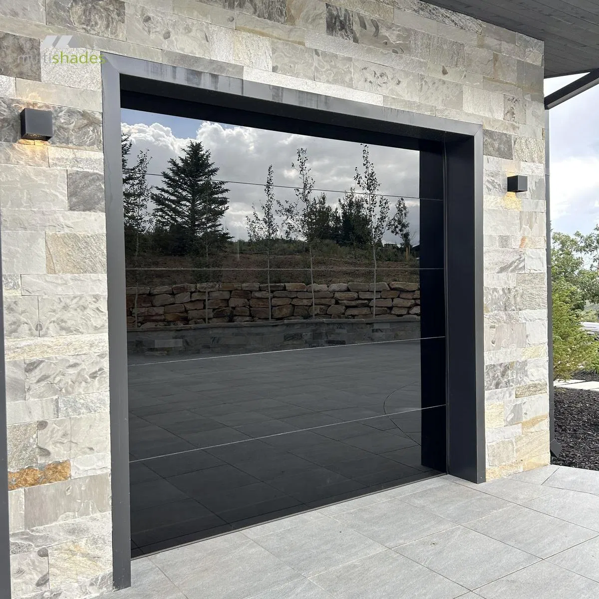 Panoramic Perspective Residential Vertical Garage Door Automatic Black Glass Sectional Overhead Electrical for Us Home