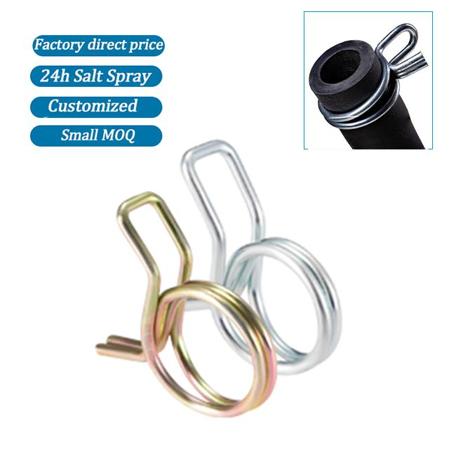High Quality Custom 65mn Steel Uxcell Double Wire Spring Hose Clamp Hose Fuel Line Silicone Tube Spring Clips