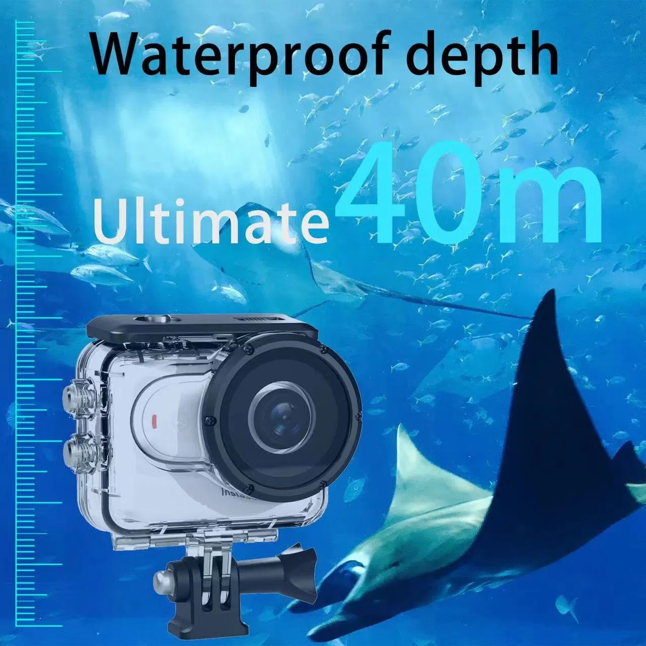 60m /196FT Waterproof Case for Insta360 Go 3, Protective Underwater Dive Housing Shell with Bracket Accessories for Insta360 Go3 Action Camera