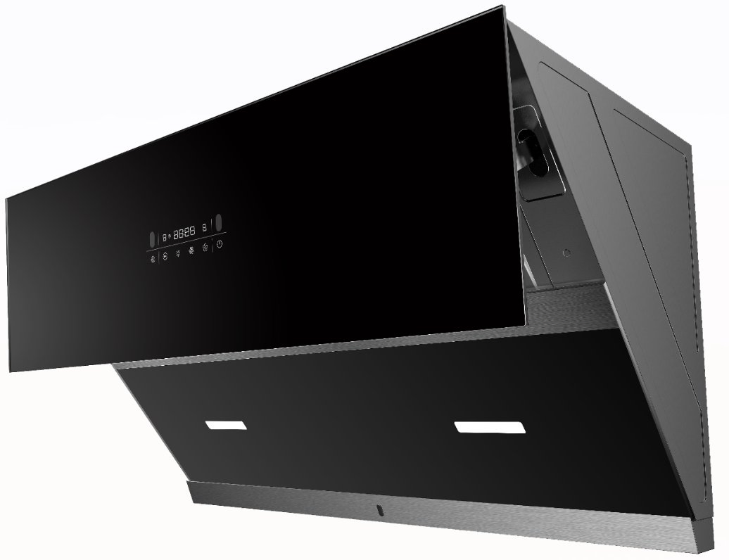Sleek Kitchen Smoking Equipment Smart Control Stainless & Glass Range Hood
