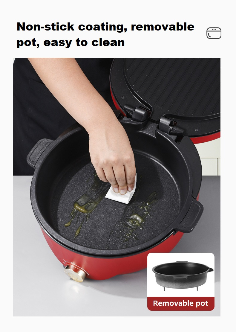 Electric Baking Pan with Removable Deep Pot 2in1 Cooker