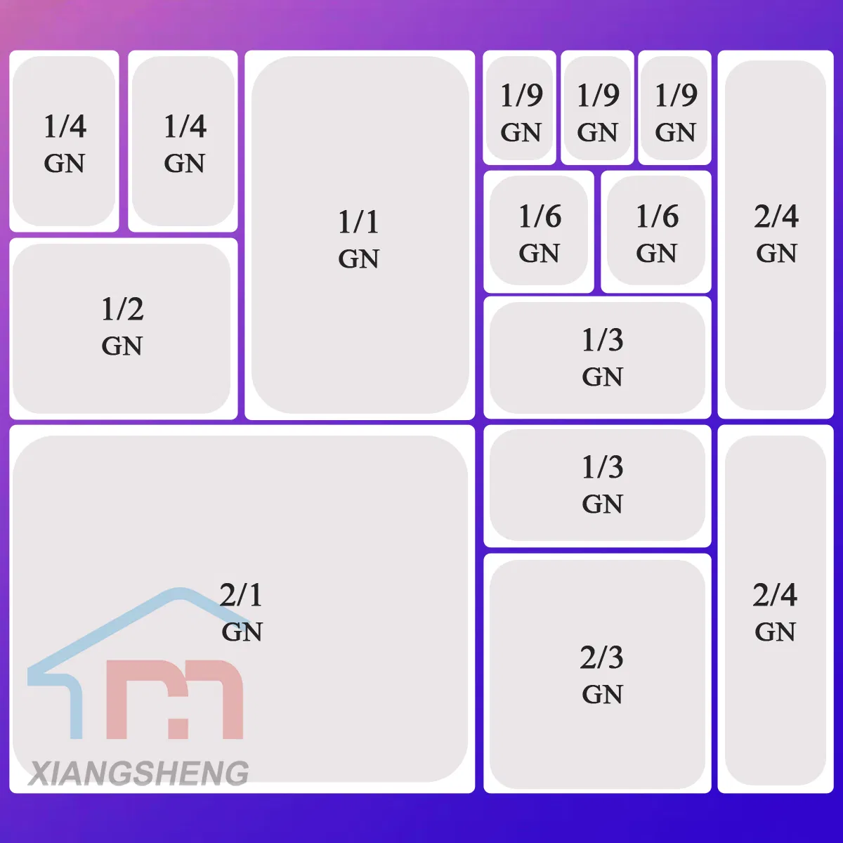 Xiangsheng Stainless Steel Gastronorm Pan 1/1 1/2 1/3 1/4 1/6 1/9