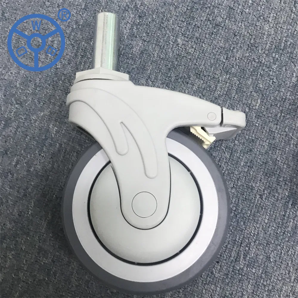 Wbd Hot Seller TPR 3 4 5 in Double Ball Bearing Medical Caster Wheels for Hospital Beds