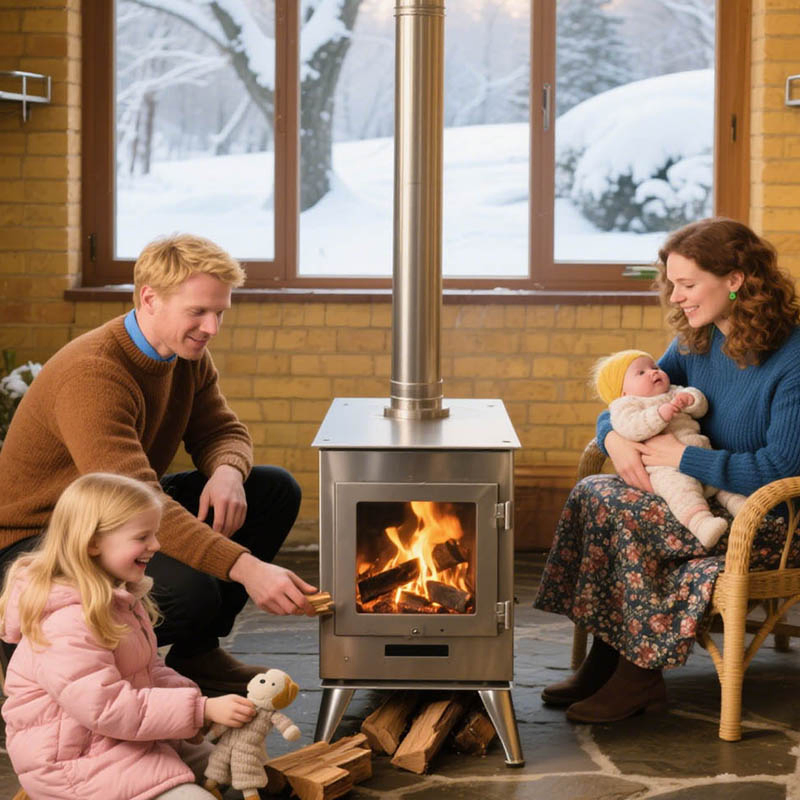 Дровяная печь с вторичным дожигом для 50 м²