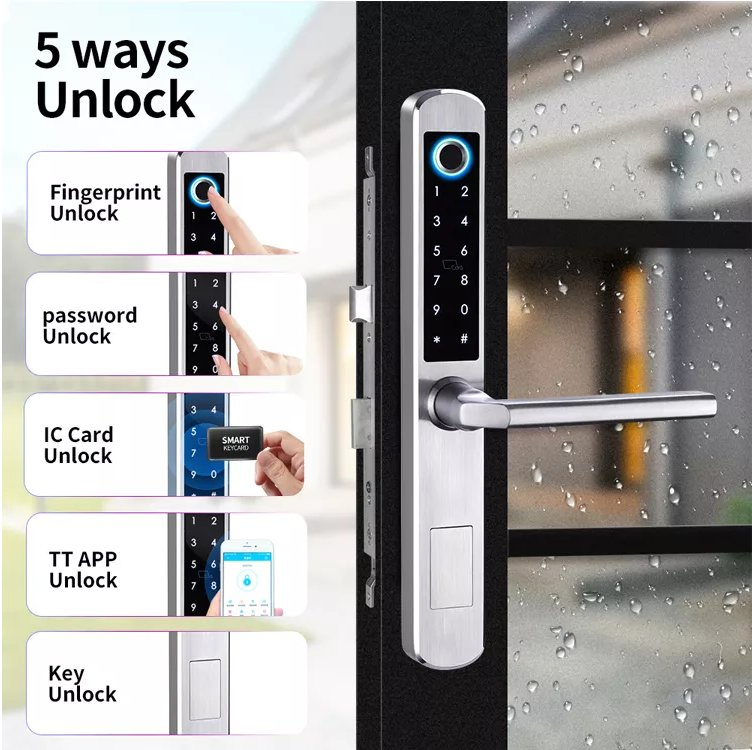 Smart Sliding Aluminum Door Lock N2 Security Door Lock Fingerprint Password Open Bluetooth Tt APP Smart Lock From Chinese OEM&ODM Factory