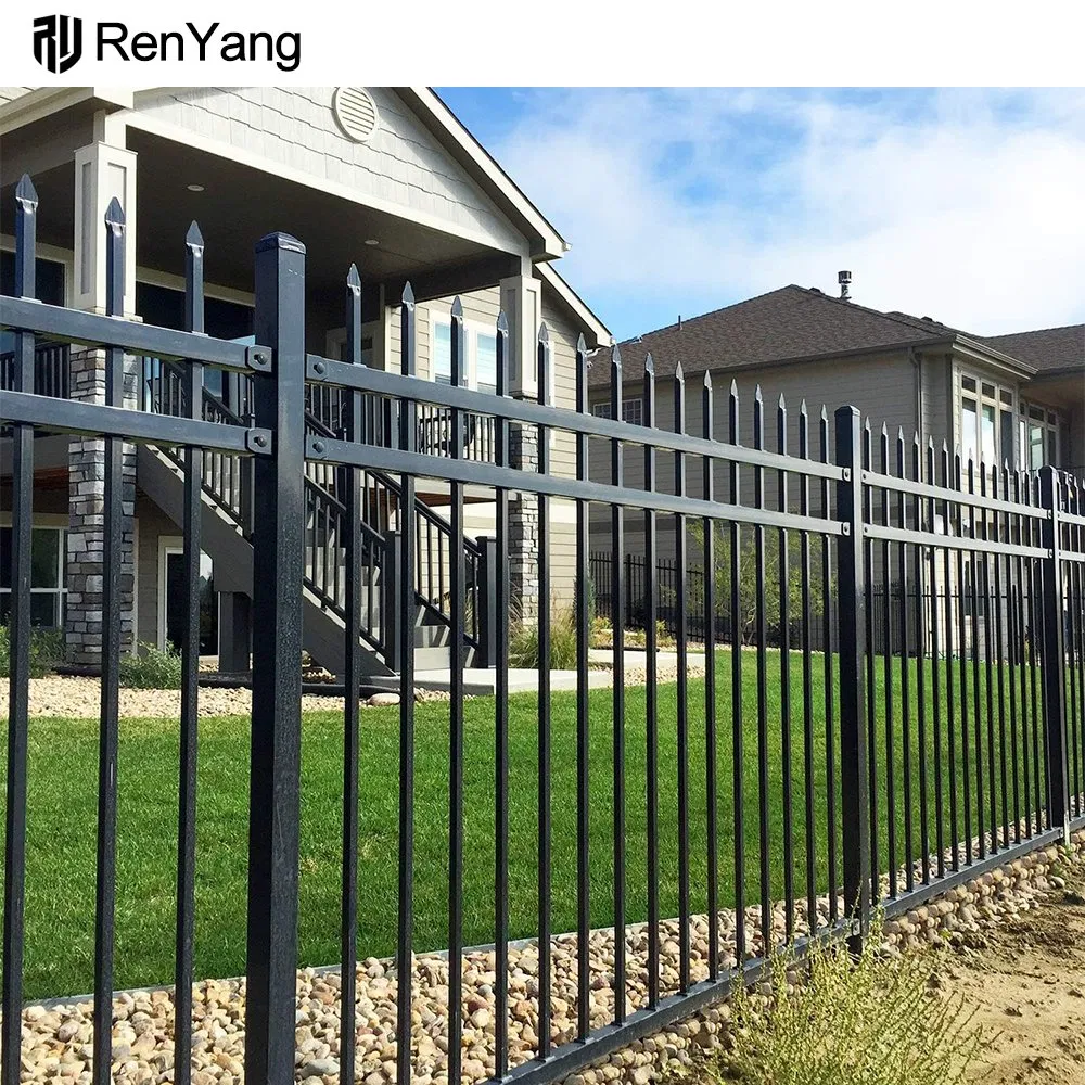 Wrought Iron Fence Supplies Outdoor House Backyard Perimeter Garden Black Metal Fence Steel Fence Panels