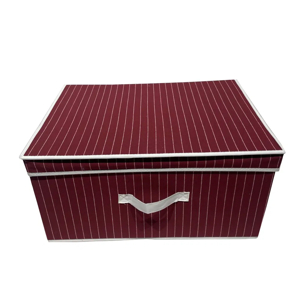 Stackable Closet Organizer Basket Fabric Storage Bins with Handles with Lid