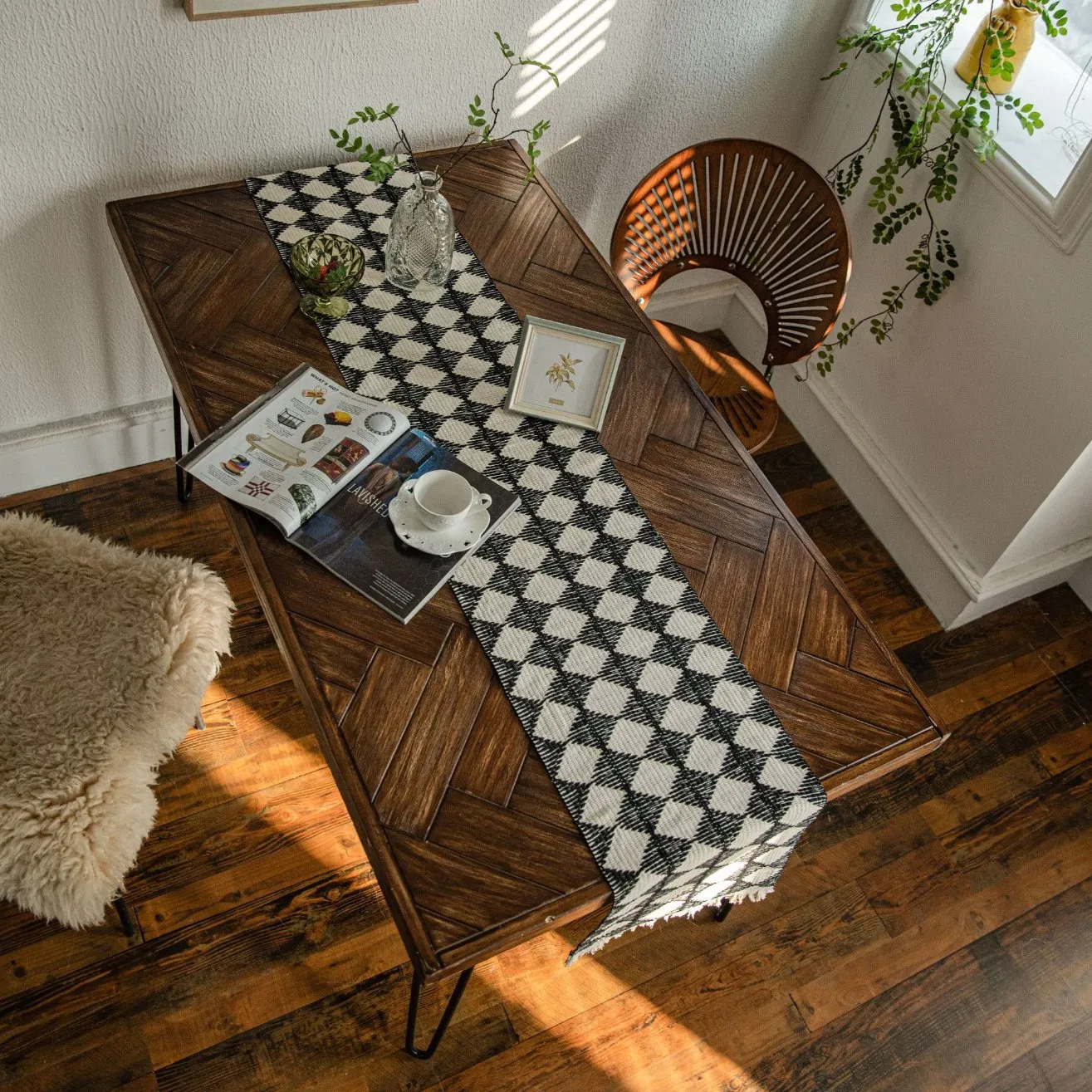 Natural Jute and Cotton Thread Hand Weaved Table Runner