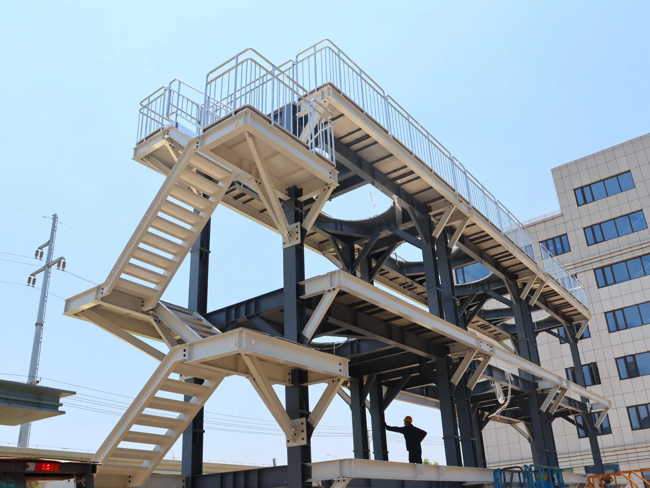 Factory Supply Hot-Rolled Section Steel Industrial Steel Stairs for Office Building