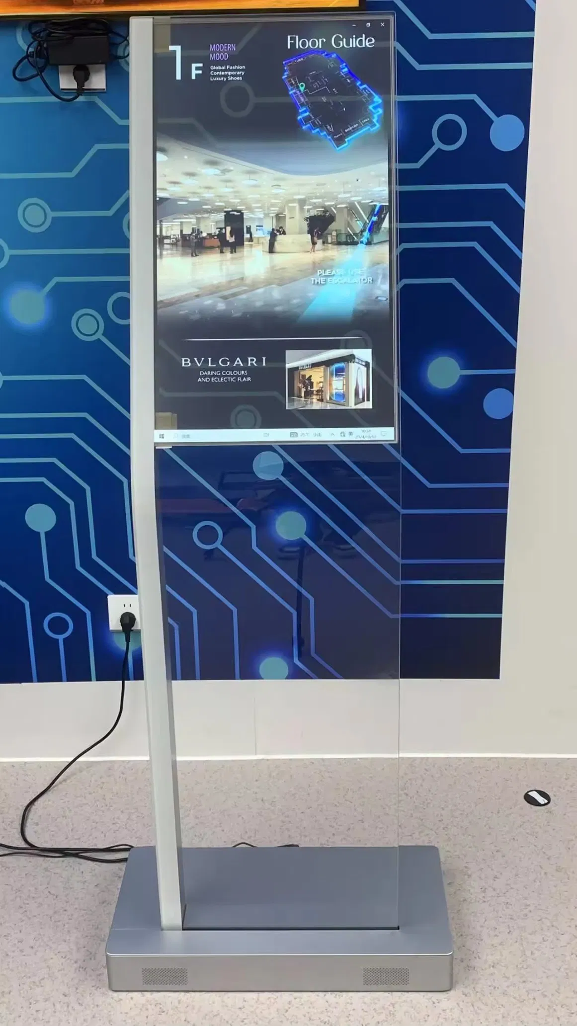 30 Inch Highly Transparent OLED Display Kiosk Glass Body Touch Screen Transparent OLED Visitor Machine