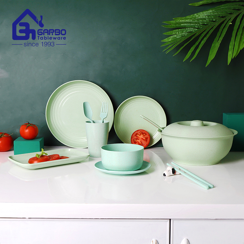 Wheat Straw Cups Set with Jug Different Colors Plastic Food Safe Stackable Mugs Water Drinking Set Kids Water Cups