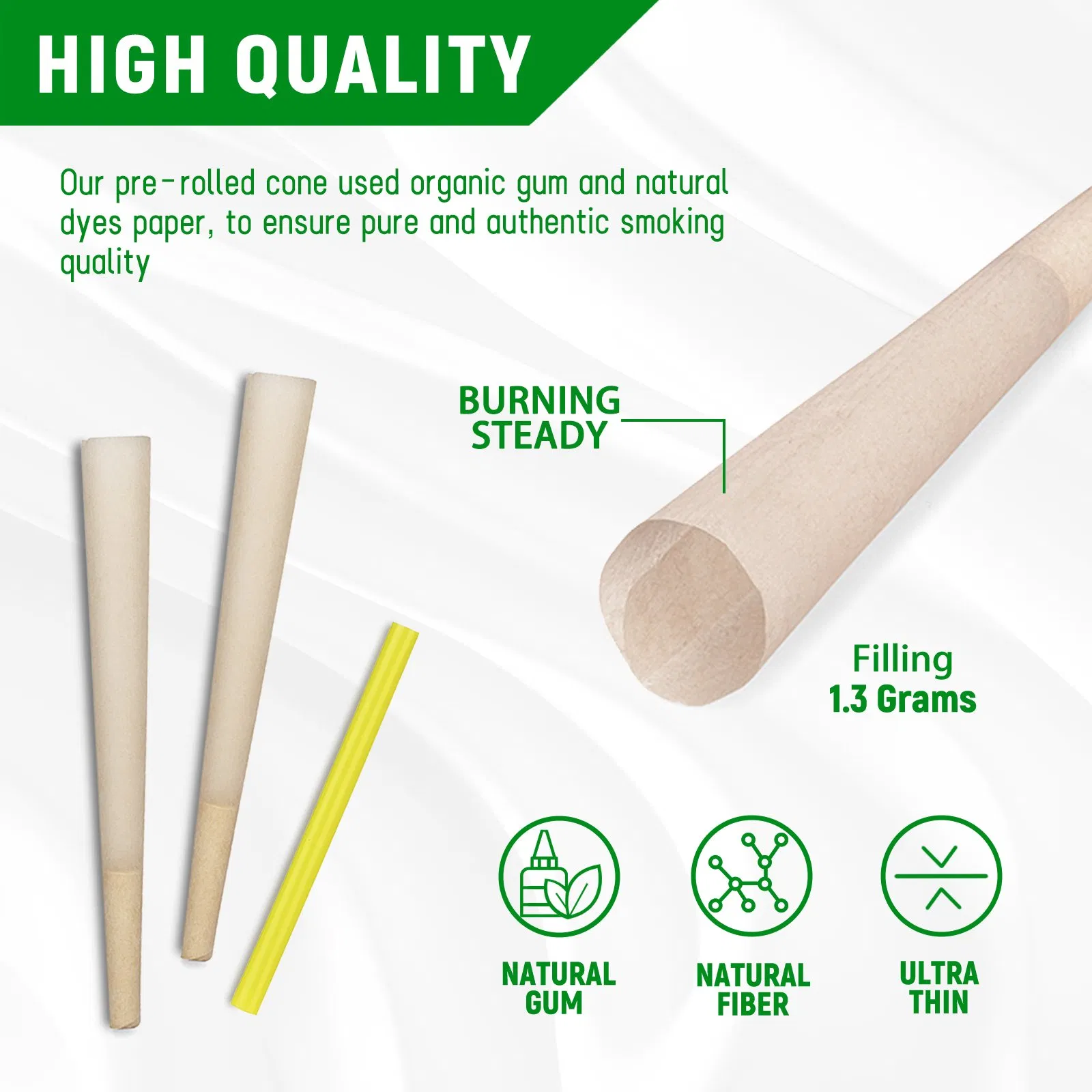 Factory Direct King Size Cigarette Rolling Paper Pre Roll Cone 1000 PCS/Box for Smoking