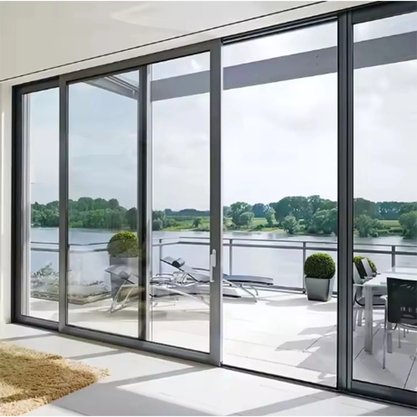 Wide Coverage Multi Handle Option Ergonomic Practical Steel-Framed Glass Door