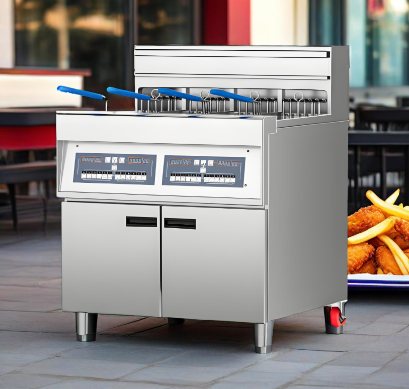 Electric Deep Fryer with Oil Filtering Lifting Baskets - Double Bar Design