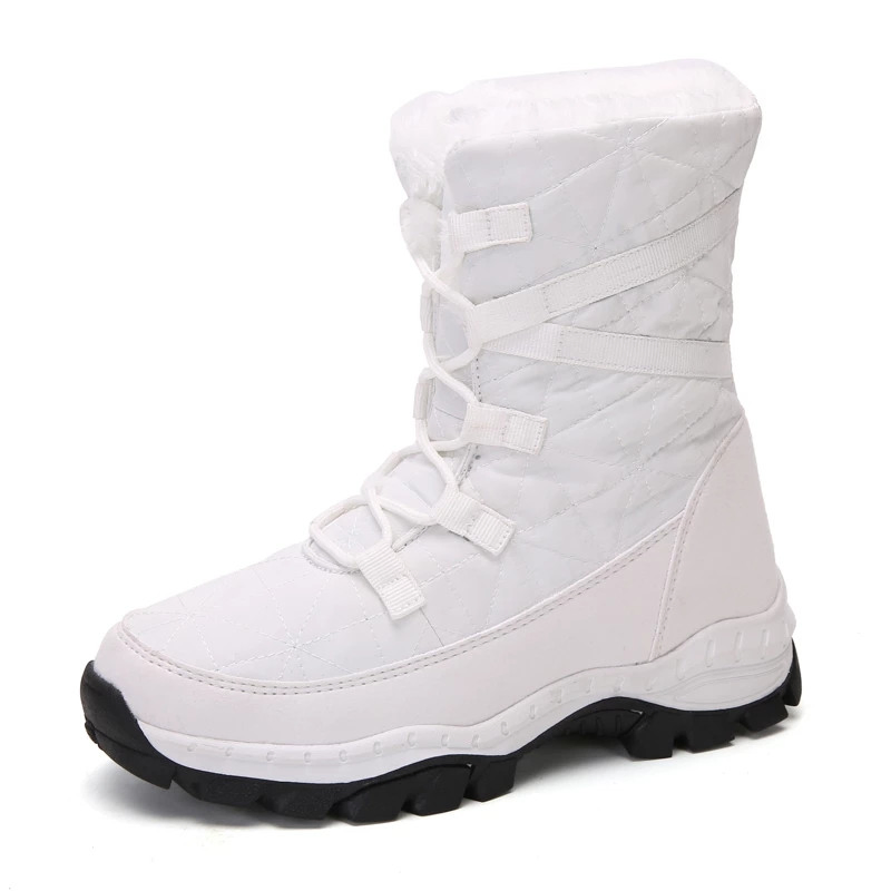 Women Winter Warm Platform Snow Boots Female White Booties