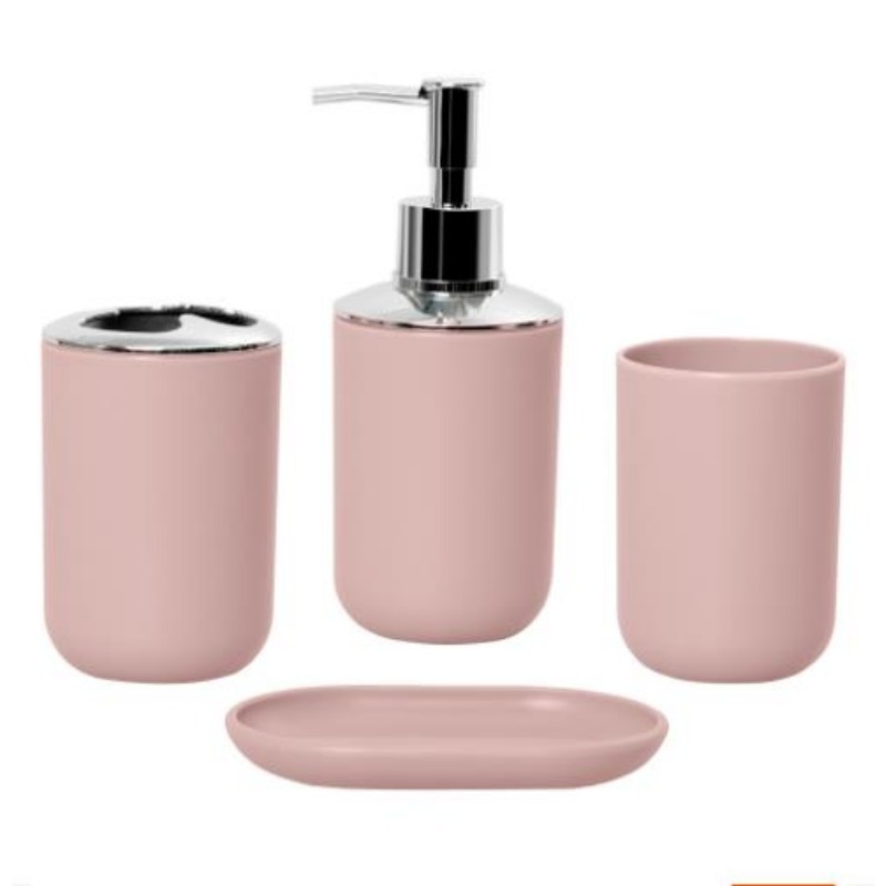 Multiple Colors Sanitary Ware Durable Plastic Luxury 4PCS Bathroom Accessories Set