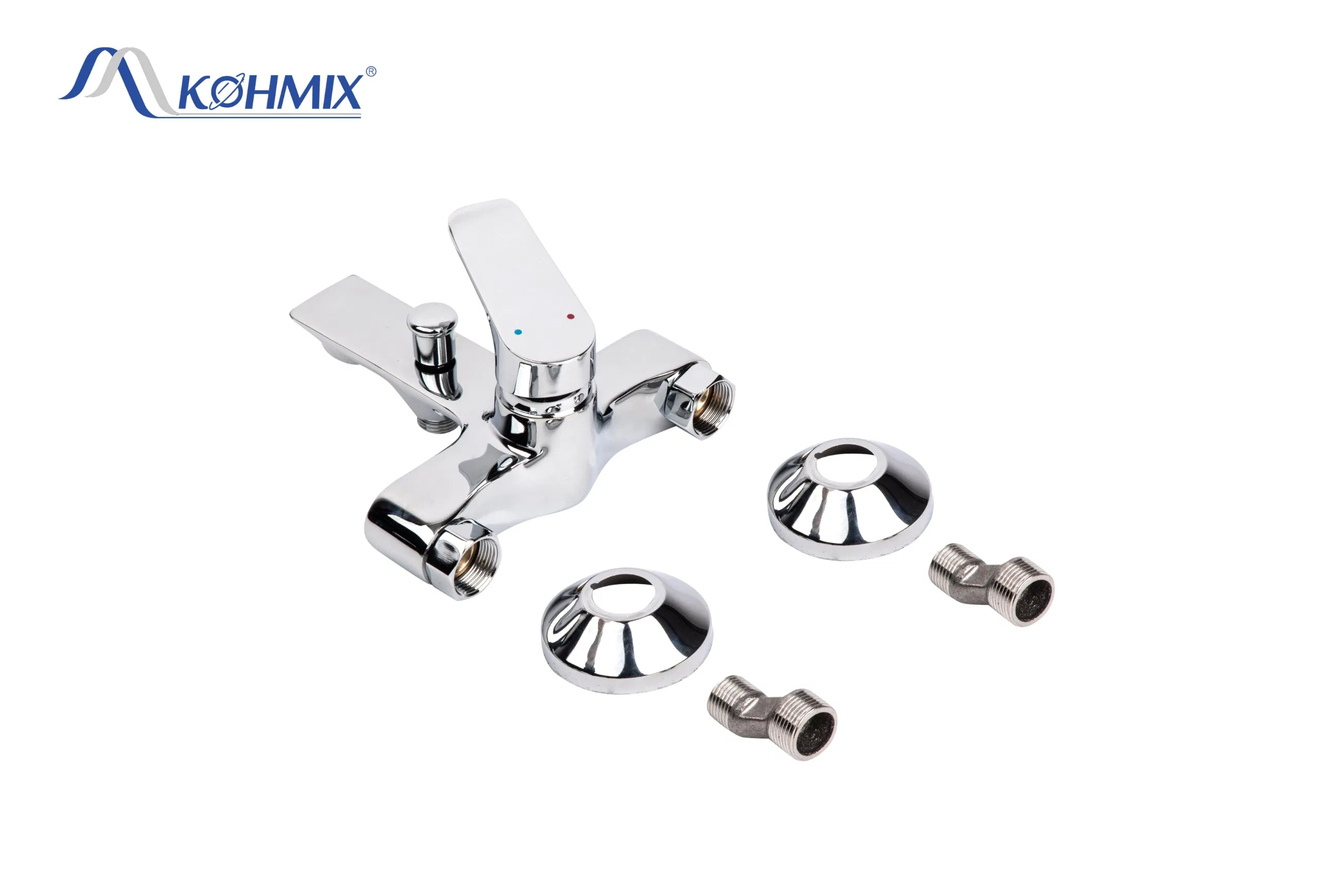 Kohmix Chrome Hot/Cold Rainfall Shower Faucet Wall Mounted Bathtub Faucet