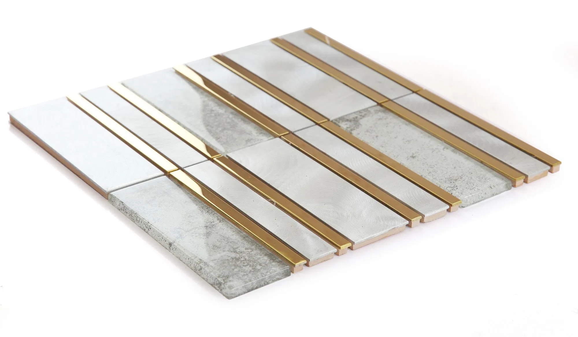 Foshan Quality Mix Color Fireproof Strip Mixed Color Stone and Glass Mosaic Tile Backsplash Kitchen Tile Mosaic