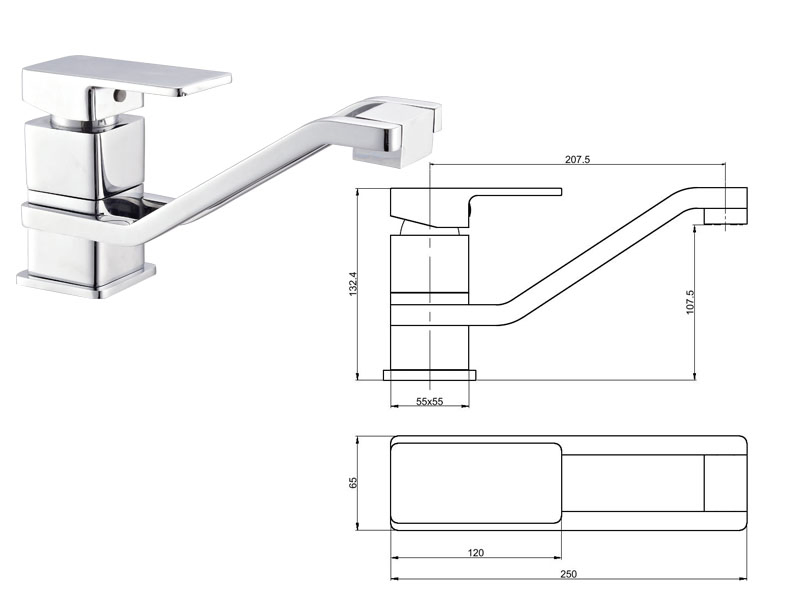 Single Lever Chrome Bathroome Bidet Faucet Shattaf Spray Set
