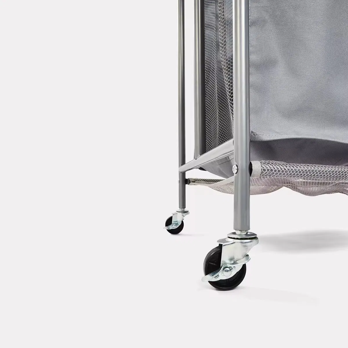 3-Tier Foldable Laundry Hamper Detachable Design Clothes Rack with 4 Rotary Wheels