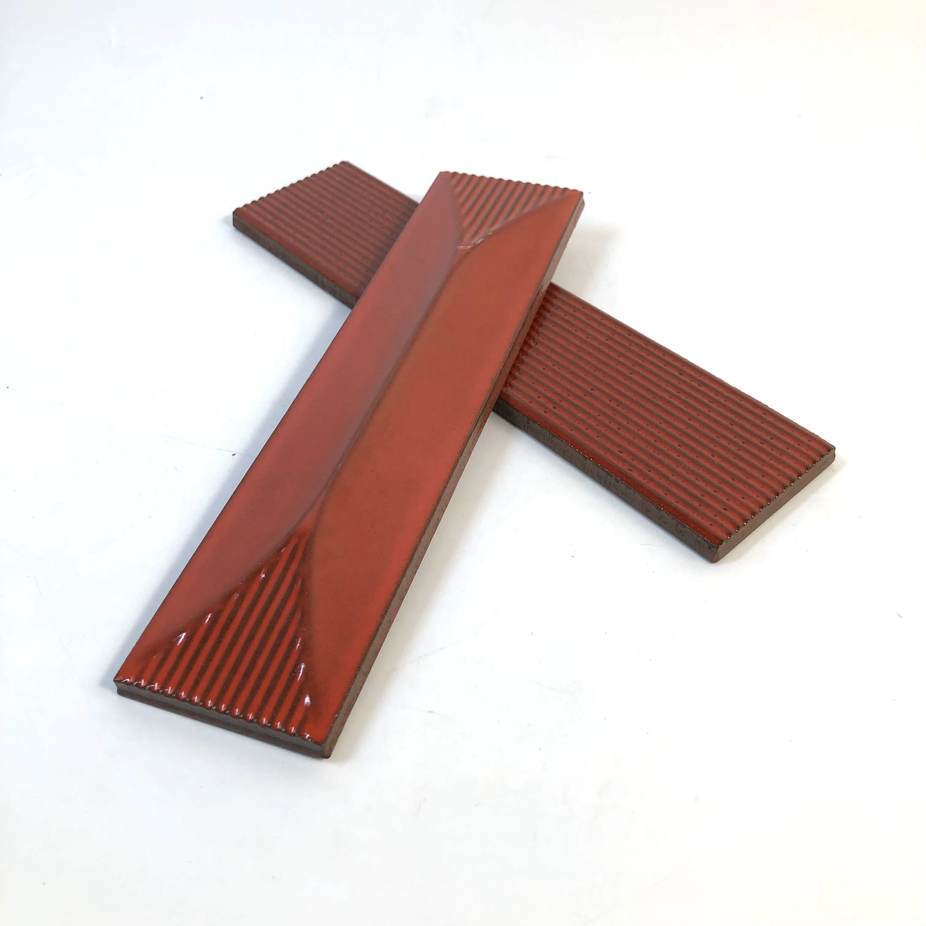 High Quality 3D Luxury Glazed Red Glossy Surface Ceramic Subway Tile for Wall Decoration Villa Hotel Project