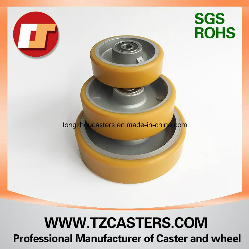 OEM China Factory Manufacturer 5" Red PU on Cast Iron Heavy Duty Anti-Resisting Muted Rigid Caster Wheel for Workbench/Factory Factilty 80*100