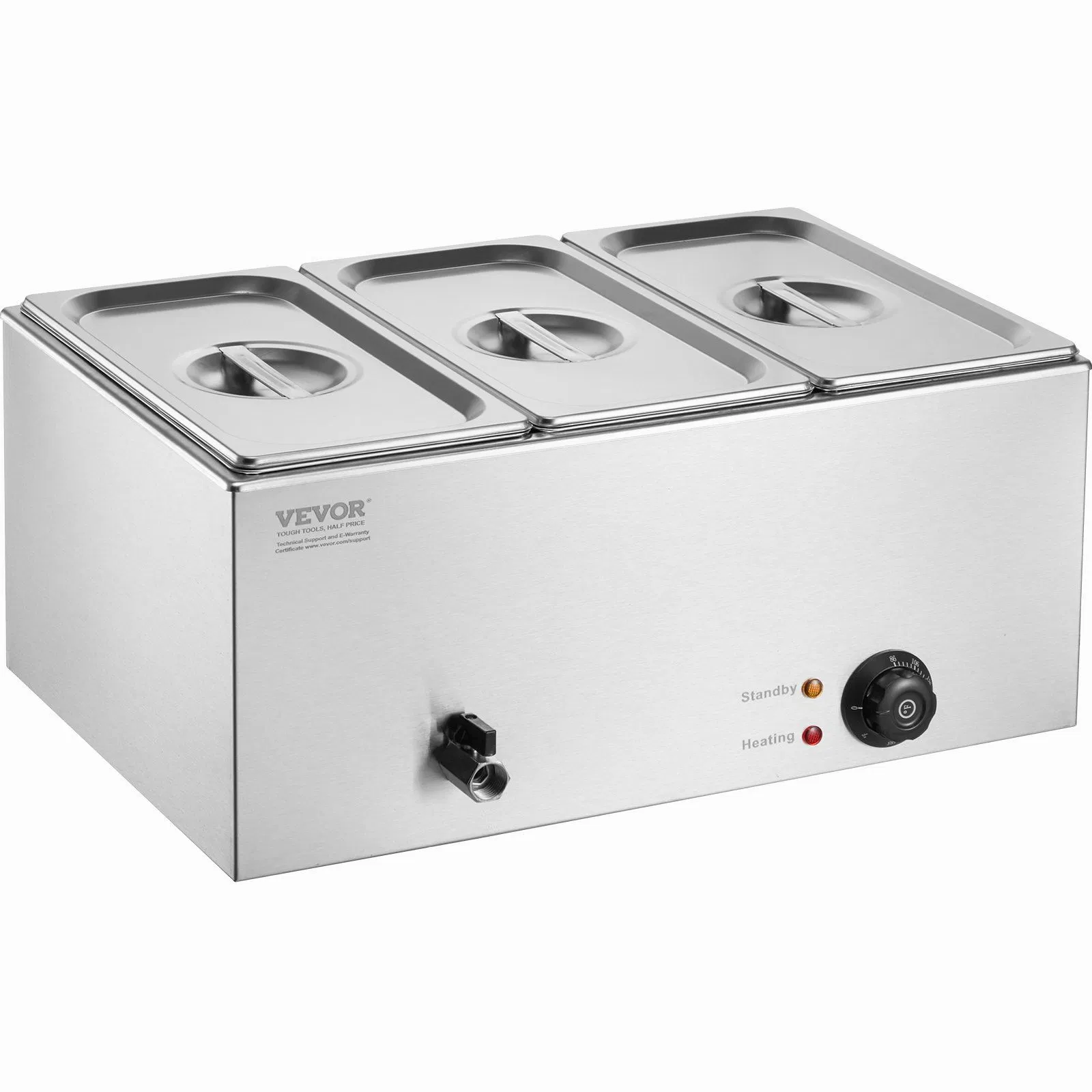 Stainless Steel Electric Food Warmer, Professional Catering Warmer with 3 Pans