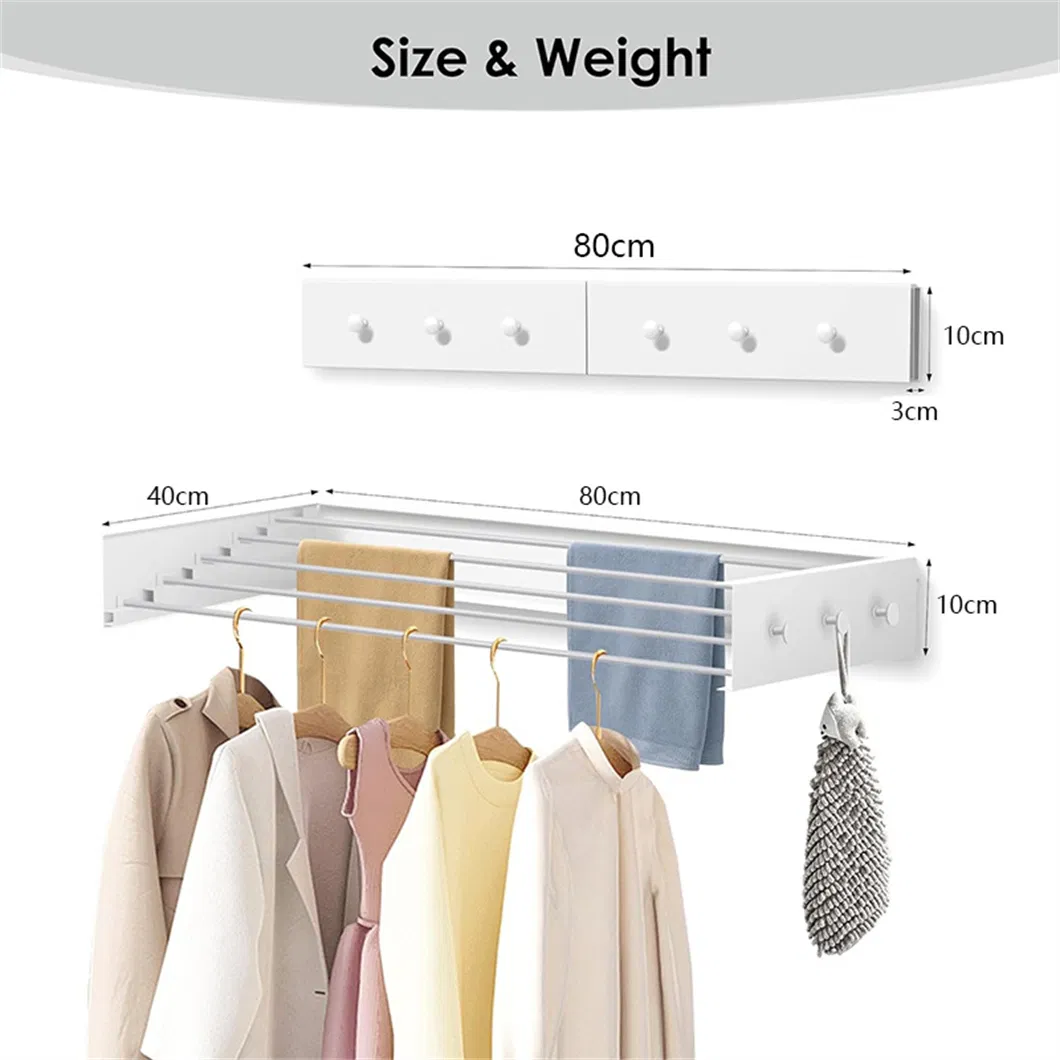Space Saving Wall Mounted Invisible Clothes Drying Rack Indoor Foldable