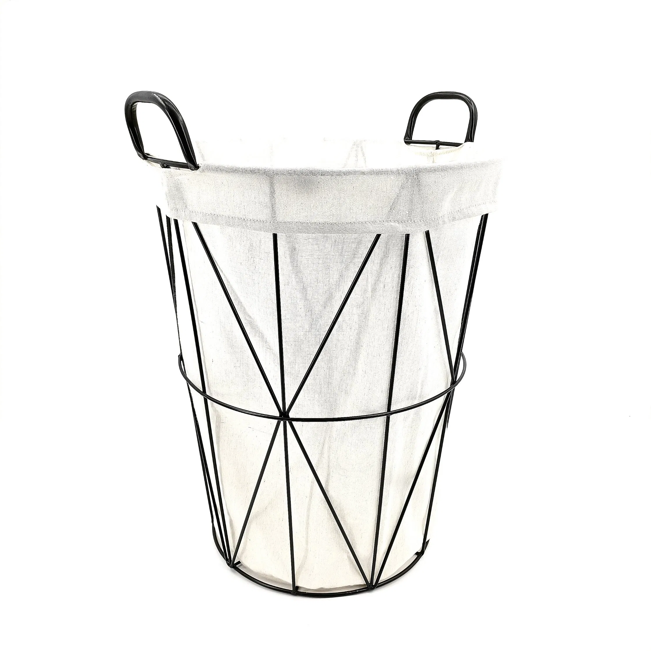 Bathroom Large Storage Metal Wire Mesh Stackable Laundry Hamper Dirty Clothes Storage Basket with Lid Removable Bag Organizer