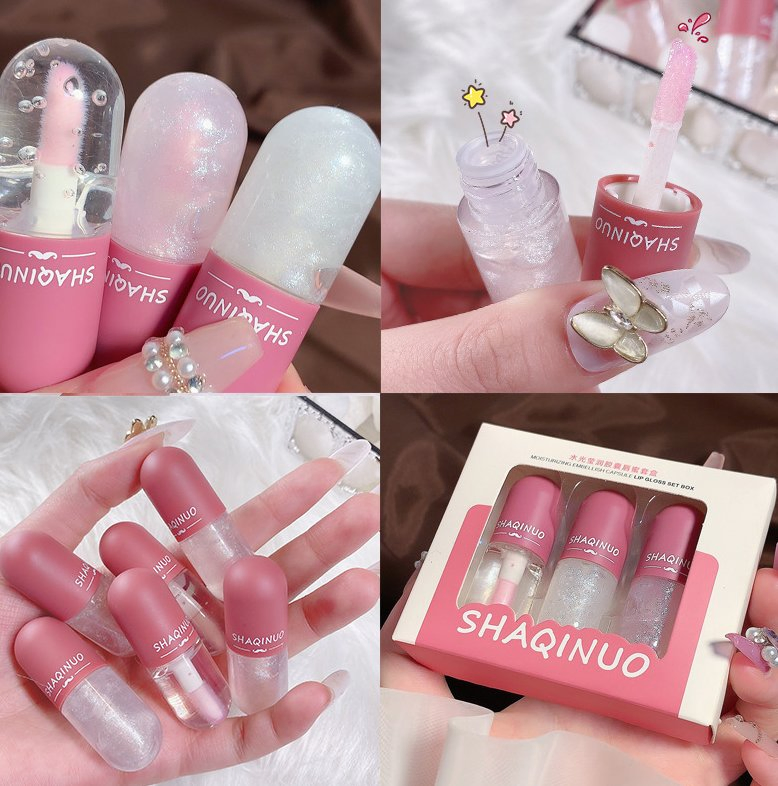 Online Wholesale in Stock 3PCS Set Color Changing Lip Oil Beauty Accessories for Women Moisturizing Nonstick Lip Gloss Tube Set Cosmetics Makeup Lip Gloss Oil