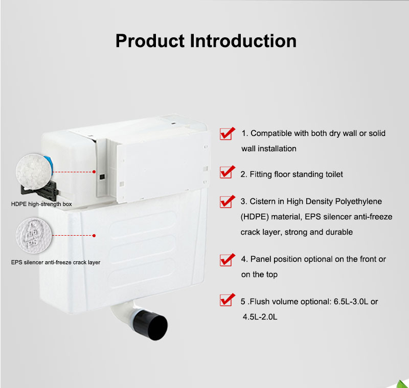 Wall Hung Wc Toilet Concealed Cistern Flush Plate Control Panel Quiet Energy Saving Hidden Water Tank