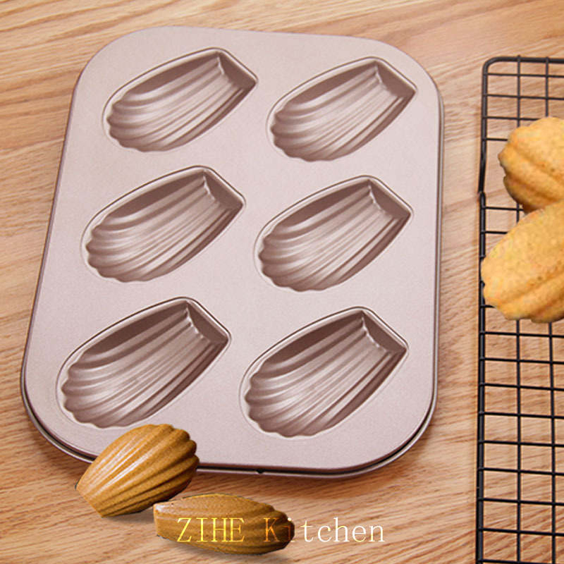 Baking Baking Tray Gold Non Stick 12 Carbon Steel Shell Cake Baking Tray Household Tools