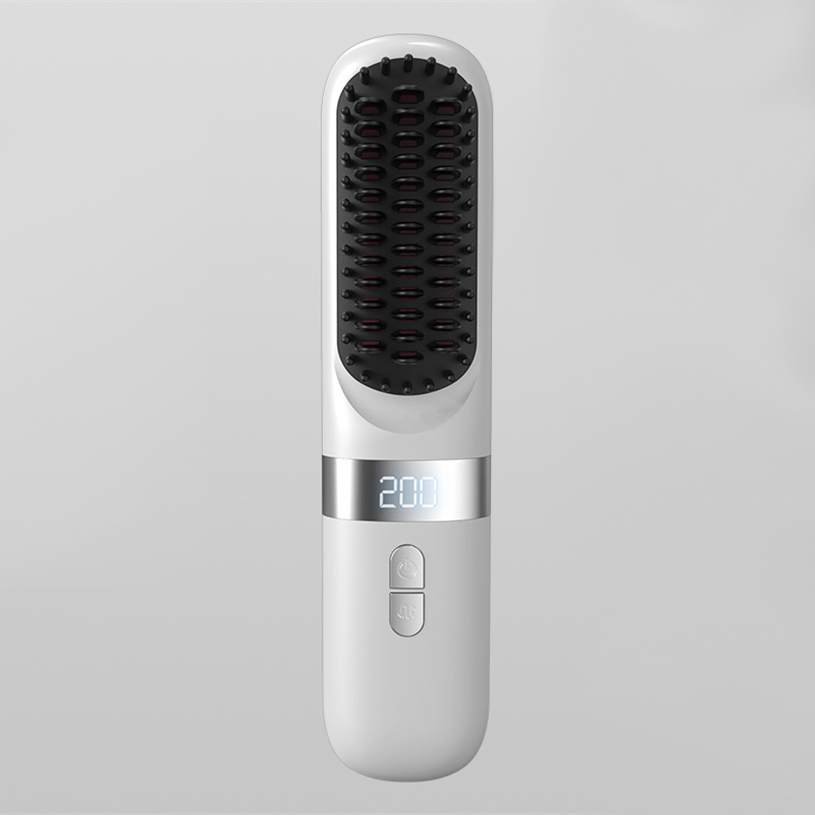Ceramic Glaze Heating Coating Wireless Portable Curly Hair Straightening Comb Straightener