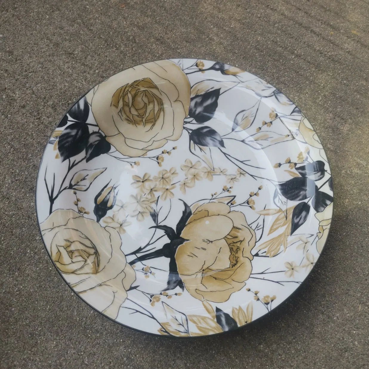 9.25"Soup Plate with Full Under Glaze Two Colour Decal Ceramics Tableware Porcelainware