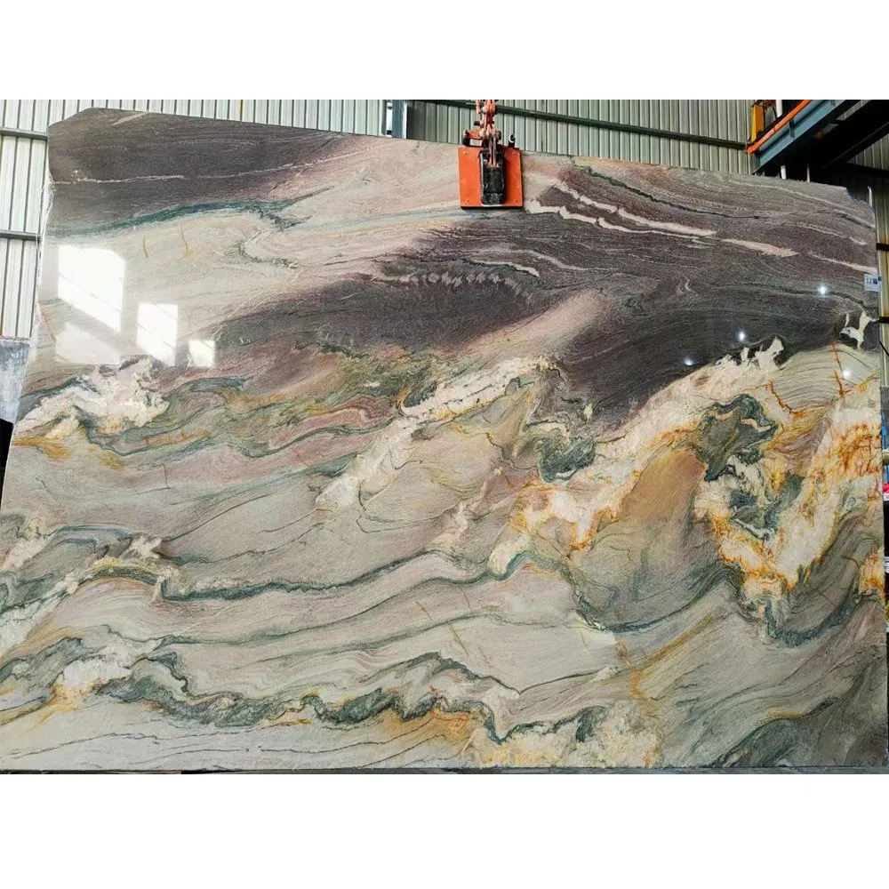 Natural Brazil Giallo Macaubas Purple Yellow Luxury Quartzite Stone for Background, Slabs