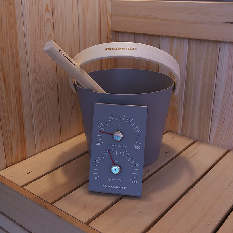 4-in-1 Sauna Tool Kit Bucket Ladle Humidity Thermometer & Hourglass