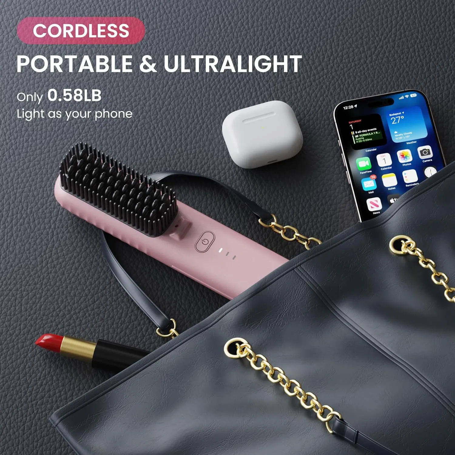 Portable Mini Cordless Hair Straightener Brush